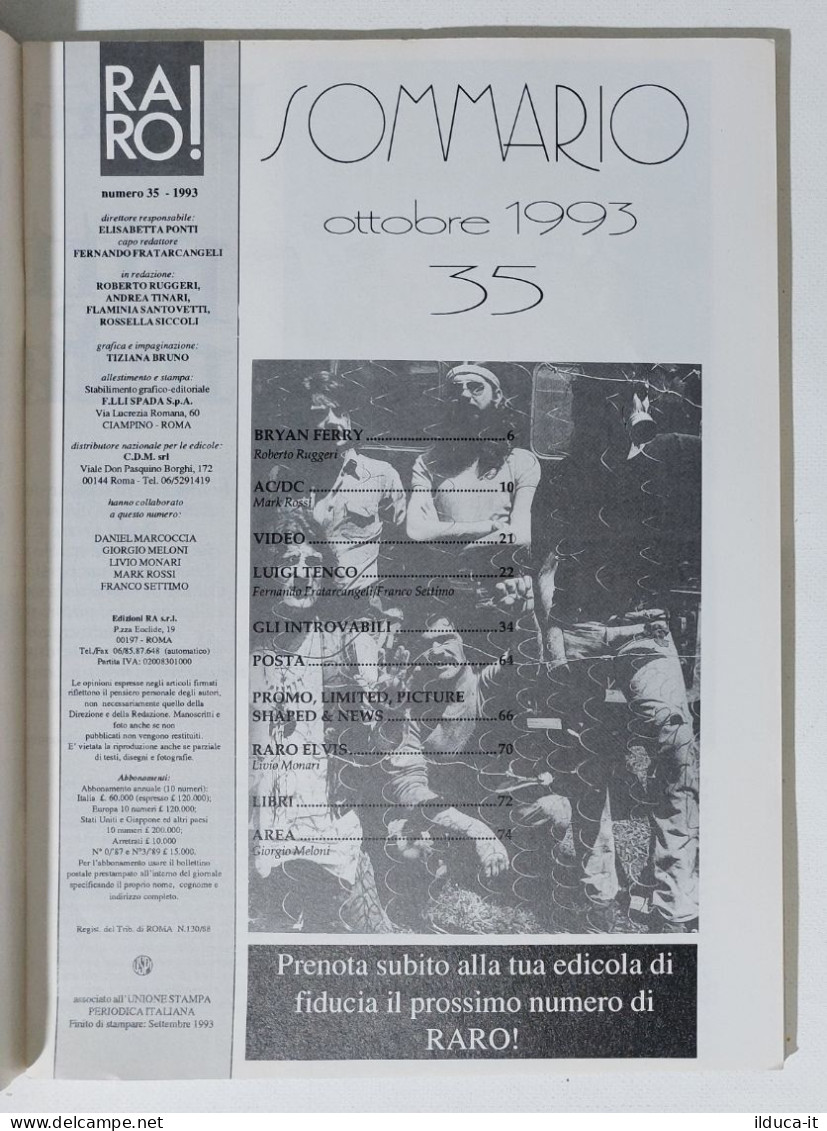 I115603 Rivista 1993 - RARO! N. 35 - AC/DC / Elvis Presley / Tenco - Música