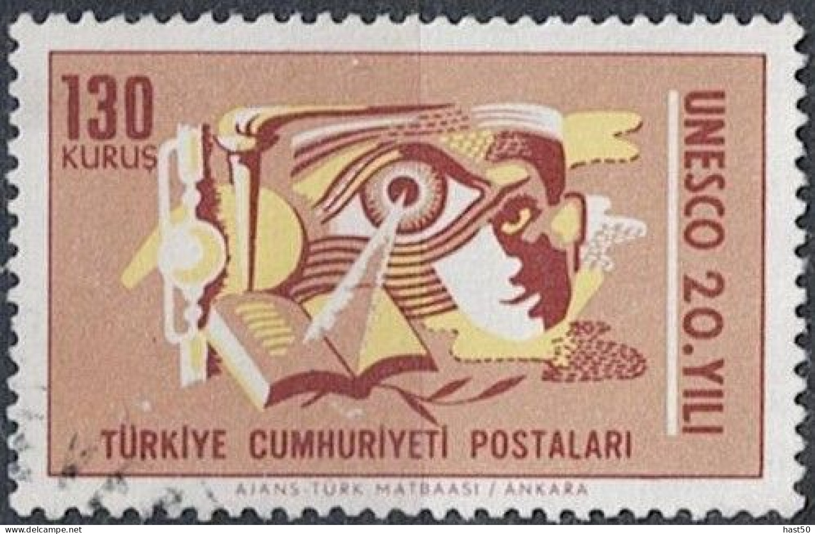 Türkei Turkey Turquie - 20 Jahre UNESCO (MiNr: 2023) 1966 - Gest. Used Obl - Gebruikt