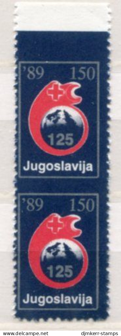 YUGOSLAVIA 1989 Red Cross 150 D. Imperforate Horizontally Above And Below Upper Stamp  MNH / **.  Michel ZZM168 - Ongetande, Proeven & Plaatfouten