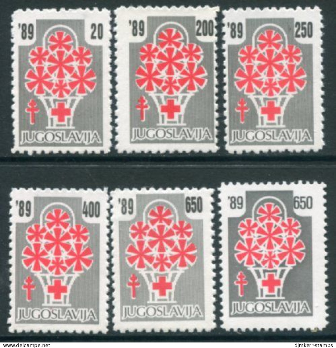 YUGOSLAVIA 1989 Red Cross Anti-TB Week Tax  MNH / **.  Michel ZZM172-76 + 176 IIC - Beneficiencia (Sellos De)