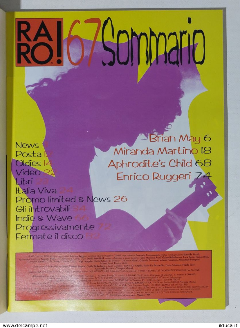 I115622 Rivista 1996 - RARO! N. 67 - Brian May / Enrico Ruggeri / M. Martino - Musica