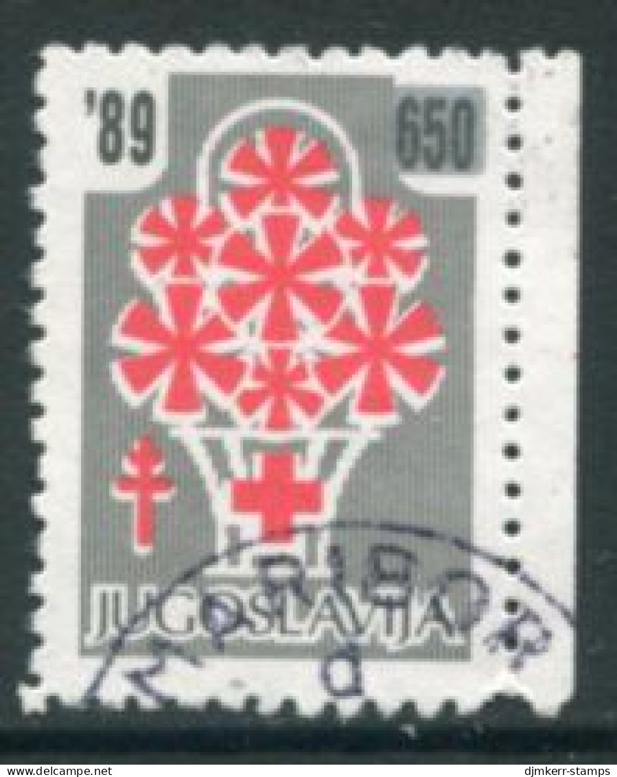 YUGOSLAVIA 1989 Red Cross Anti-TB Week Tax  650 On 400 D. Overprint (Slovenia Only) Used. Michel Uncatalogued. - Beneficenza