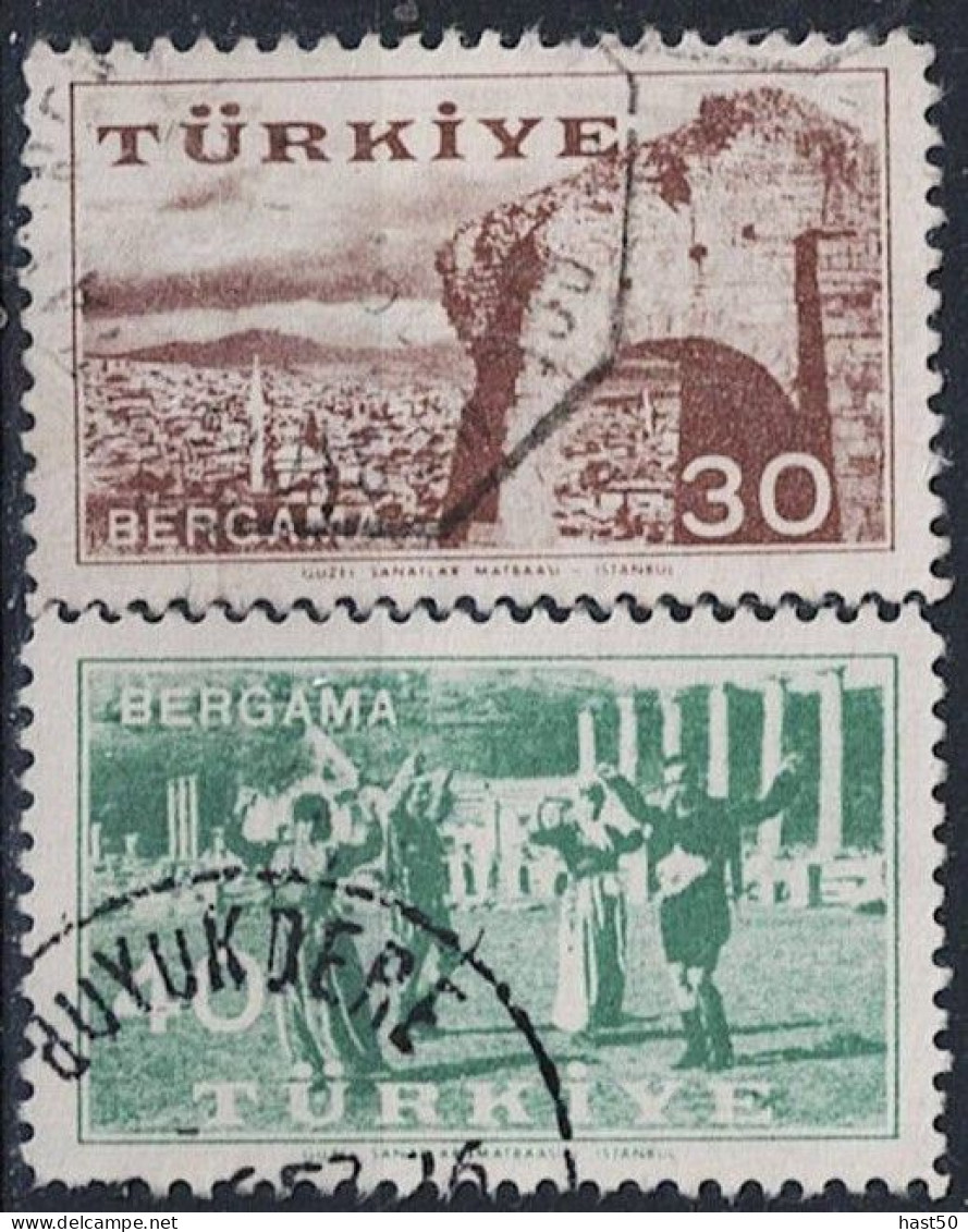 Türkei Turkey Turquie - 20 Jahre Landwirtschaftliche Feiern In Bergama (MiNr: 1518/9) 1957 - Gest. Used Obl - Gebruikt