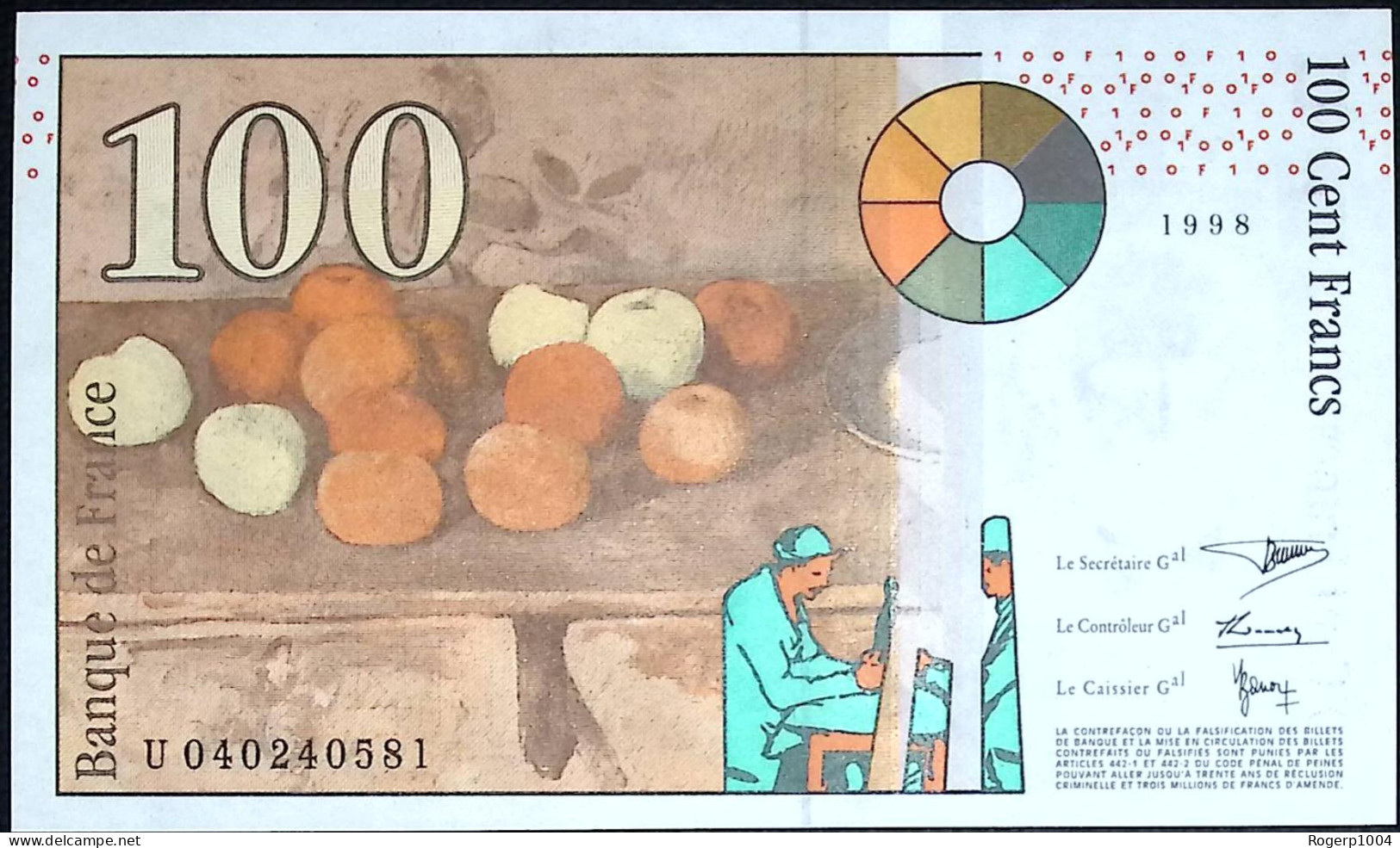 FRANCE * 100 Francs CEZANNE * Date 1998 * État/Grading NEUF/UNC * Fay. 74.02 - 100 F 1997-1998 ''Cézanne''