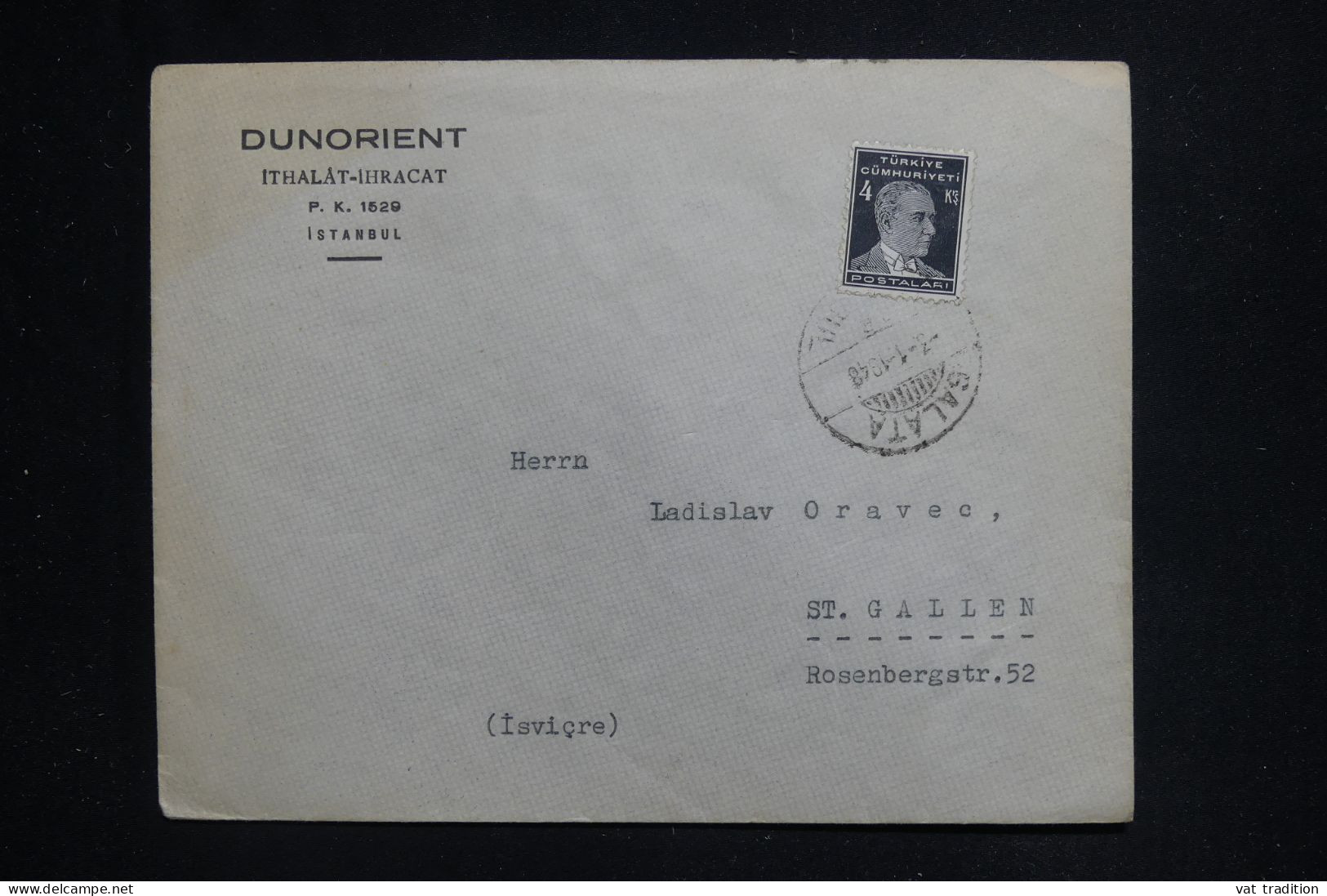 TURQUIE - Enveloppe Commerciale De Istanbul Pour La Suisse En 1948 - L 144726 - Storia Postale