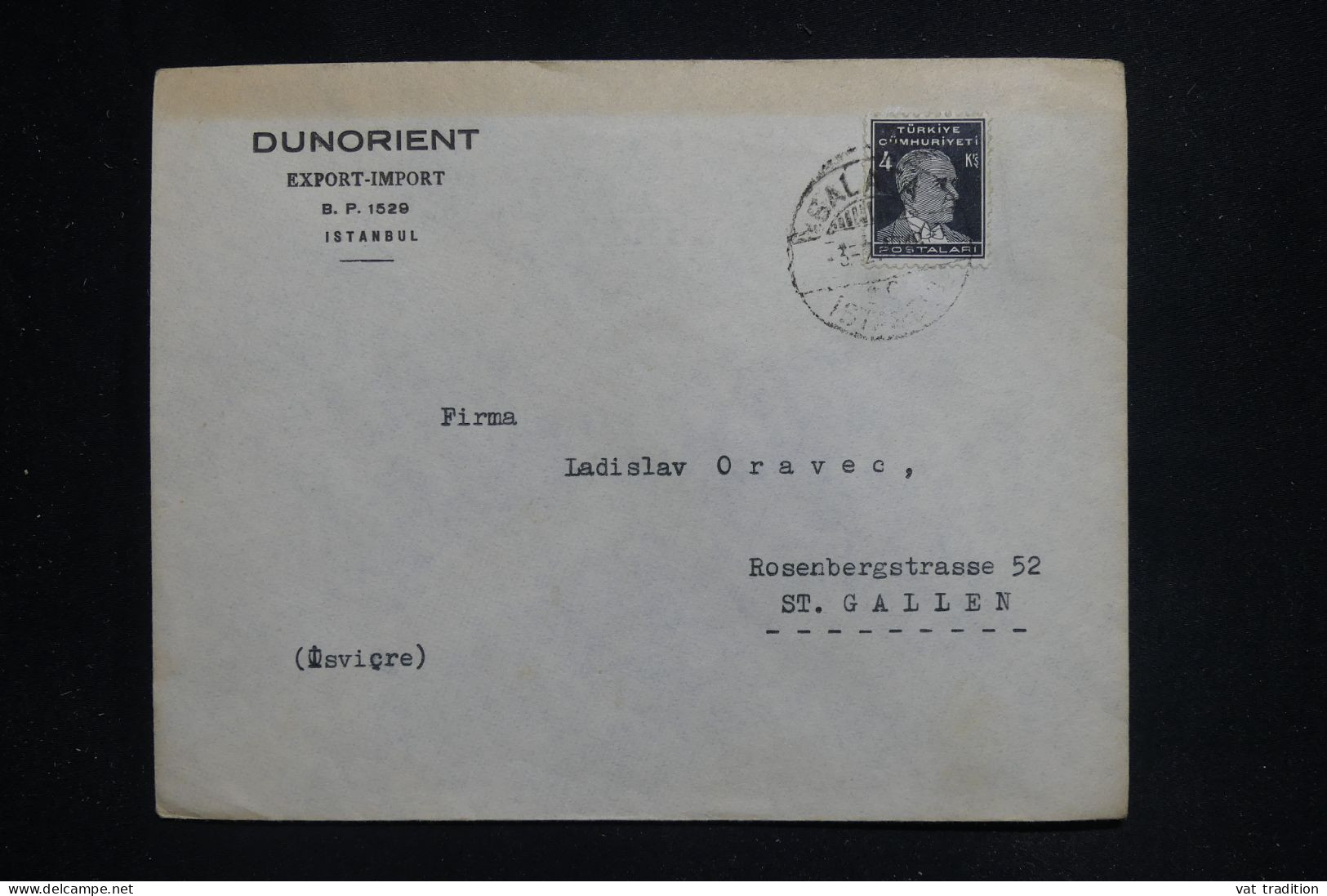 TURQUIE - Enveloppe Commerciale De Istanbul Pour La Suisse En 1942 - L 144732 - Lettres & Documents