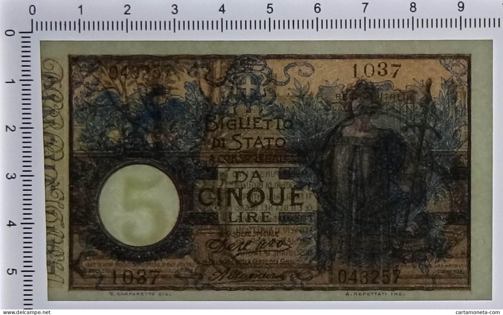 5 LIRE BIGLIETTO DI STATO VITTORIO EMANUELE III FLOREALE 27/12/1911 QFDS - Regno D'Italia – Other