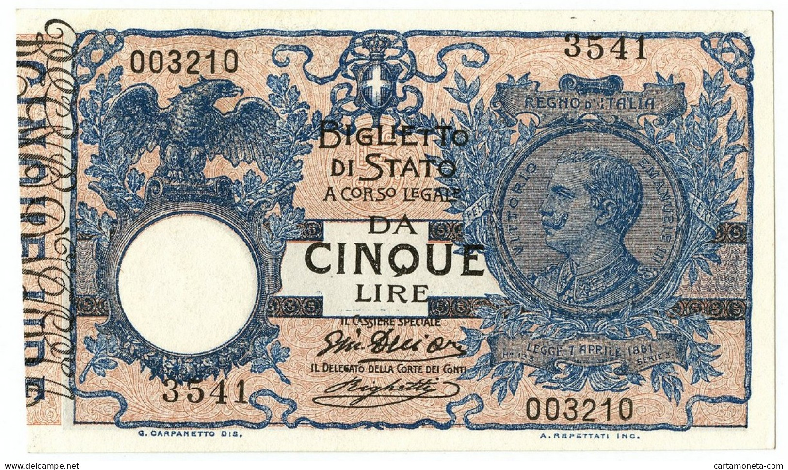 5 LIRE BIGLIETTO DI STATO VITTORIO EMANUELE III FLOREALE 05/11/1914 SUP - Sonstige