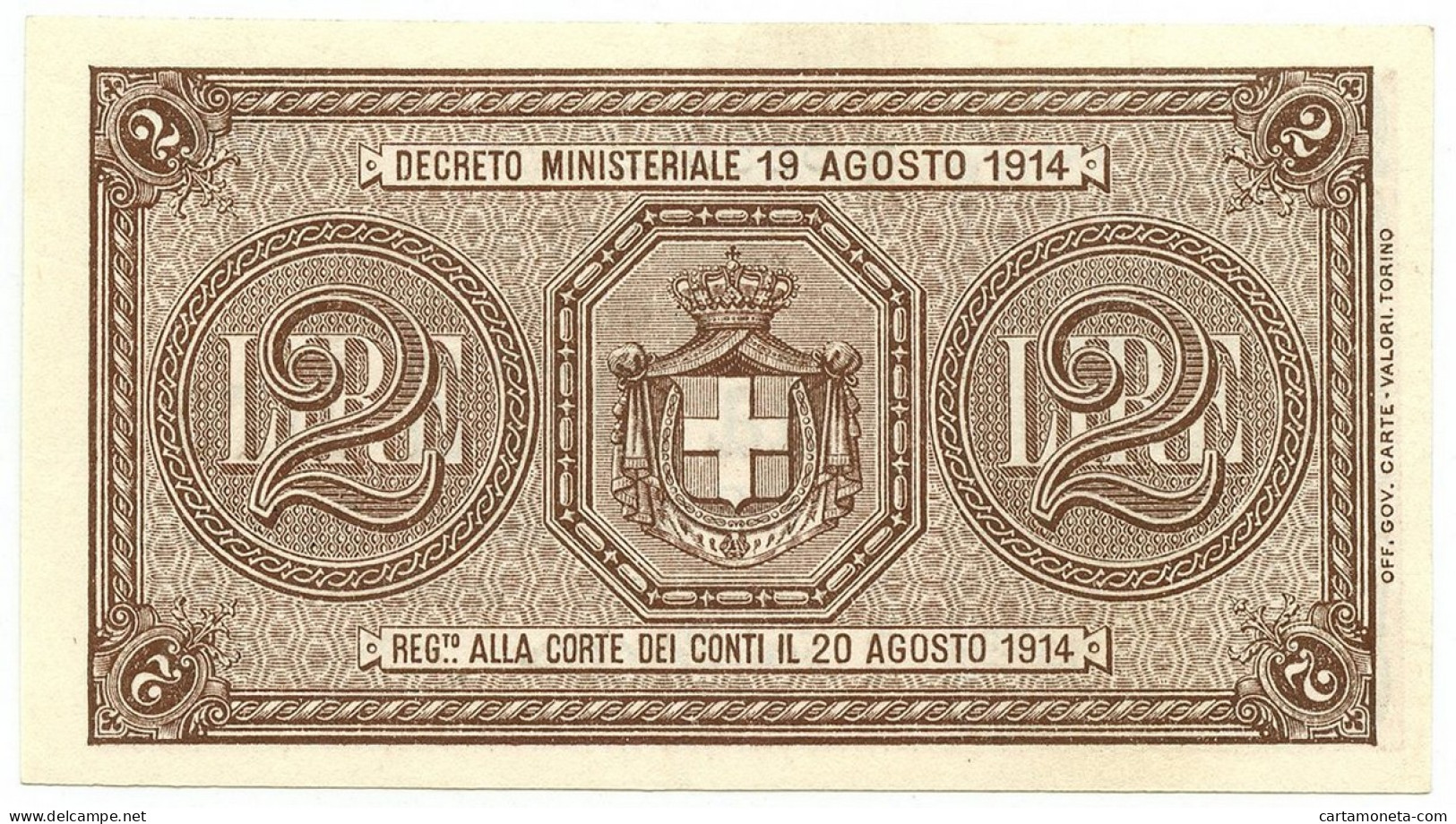 2 LIRE BUONO DI CASSA EFFIGE VITTORIO EMANUELE III 28/12/1917 SPL+ - Regno D'Italia – Other