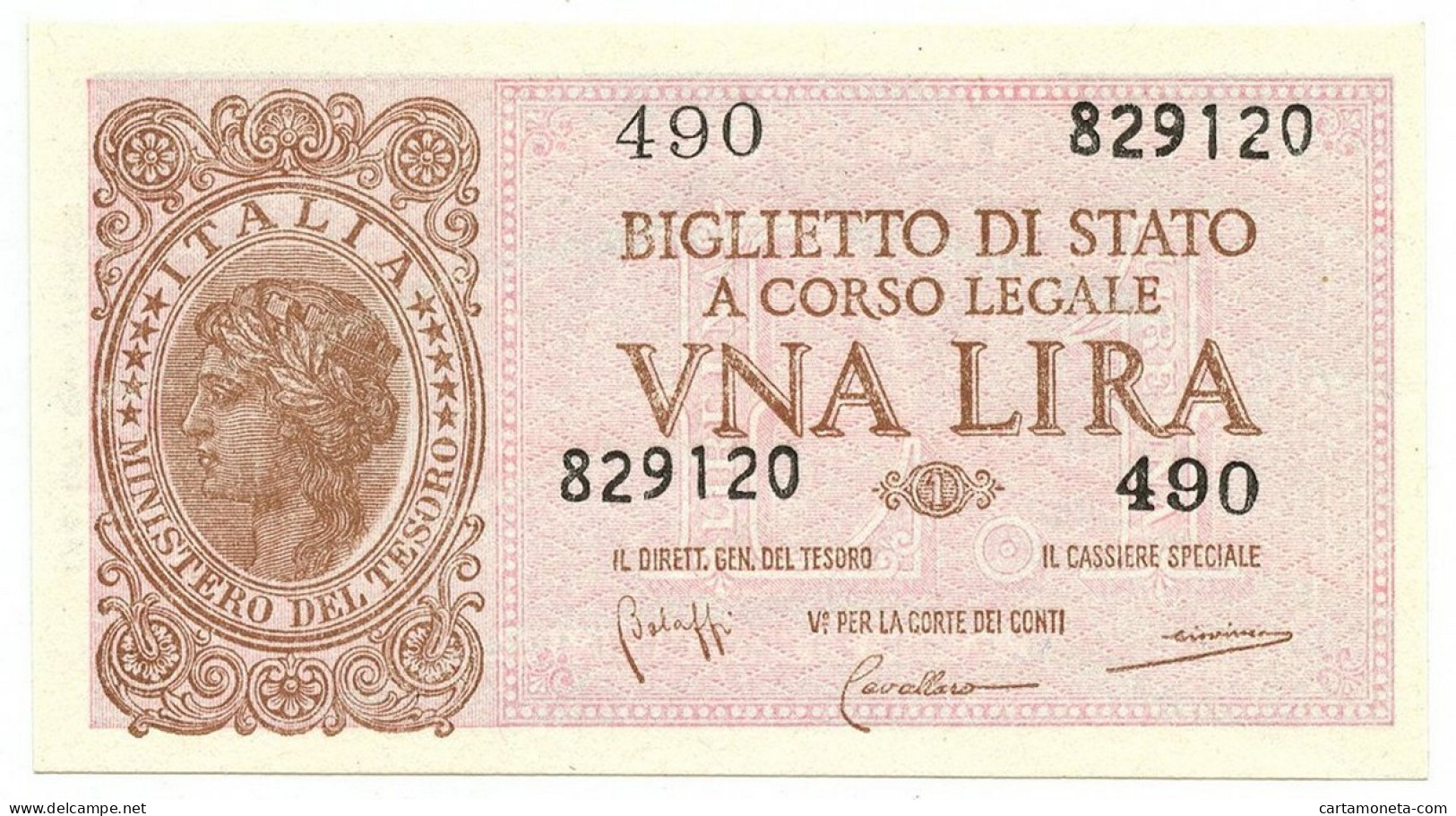 1 LIRA BIGLIETTO DI STATO LUOGOTENENZA UMBERTO BOLAFFI 23/11/1944 FDS - Regno D'Italia – Other