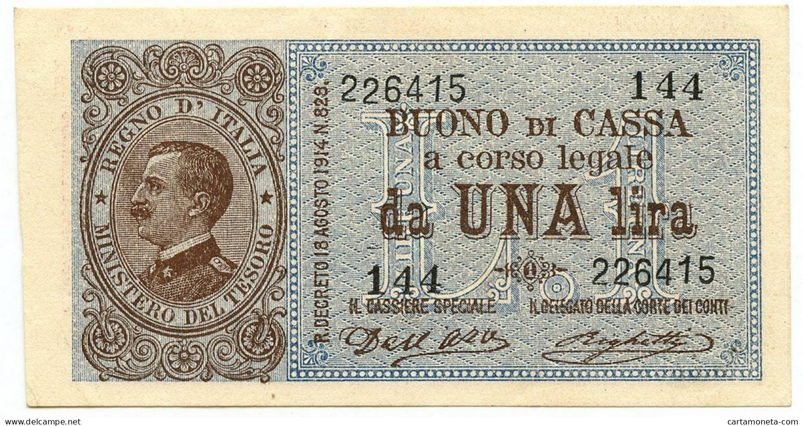 1 LIRA BUONO DI CASSA EFFIGE VITTORIO EMANUELE III 02/09/1914 SUP - Otros