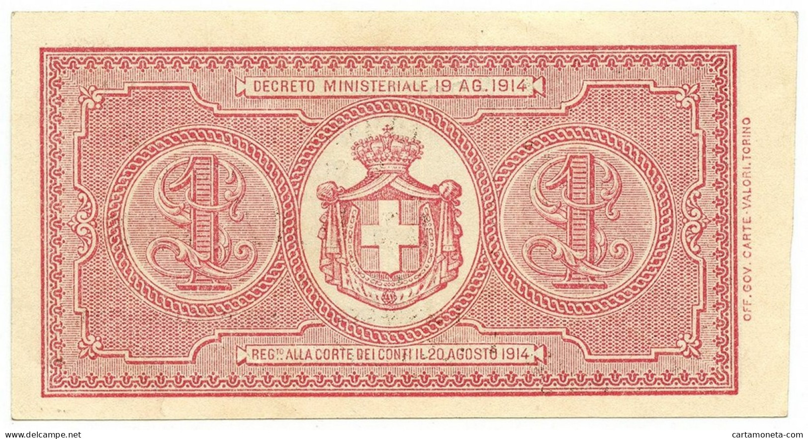 1 LIRA BUONO DI CASSA EFFIGE VITTORIO EMANUELE III 02/09/1914 SUP - Andere