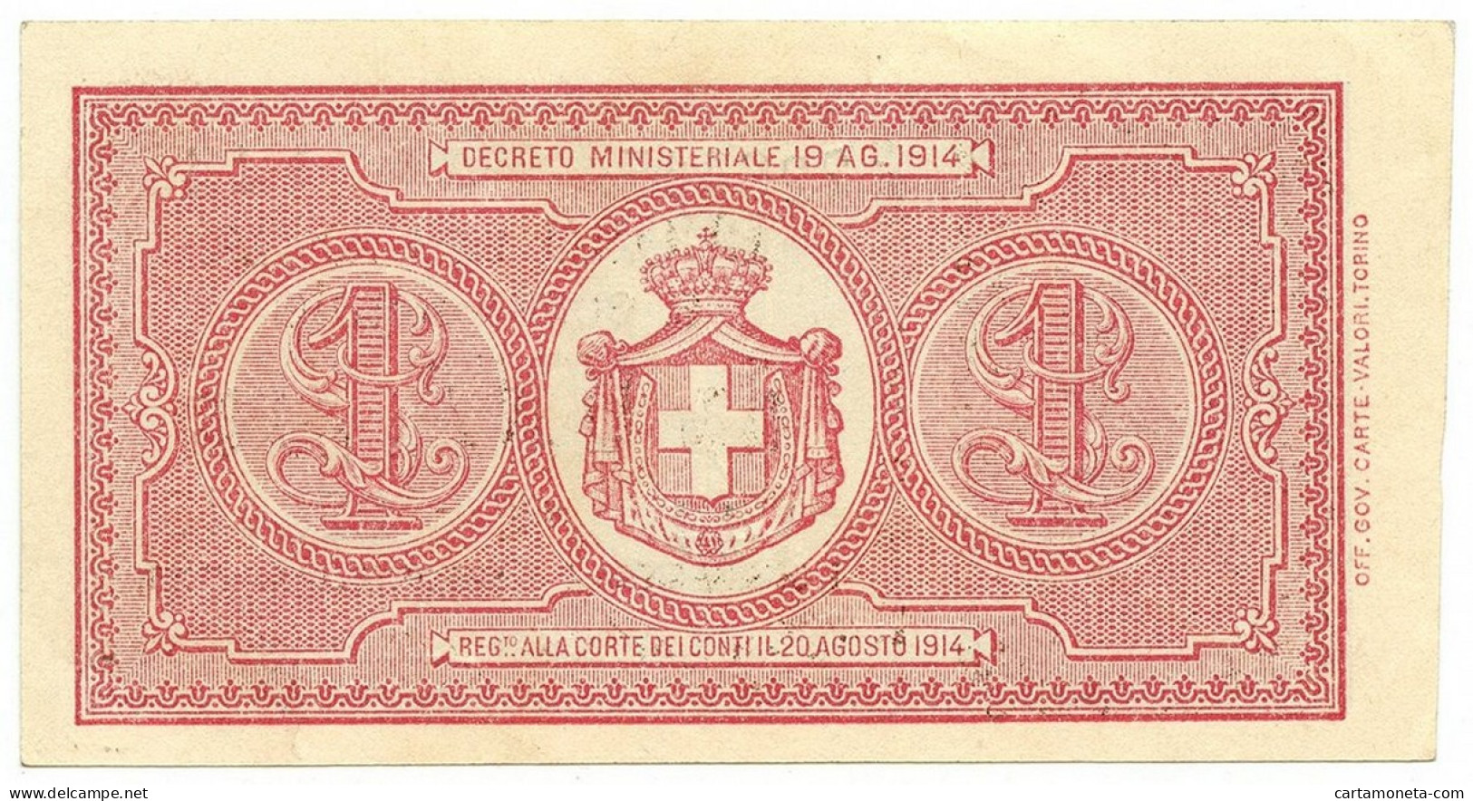 1 LIRA BUONO DI CASSA EFFIGE VITTORIO EMANUELE III 02/09/1914 SUP - Otros