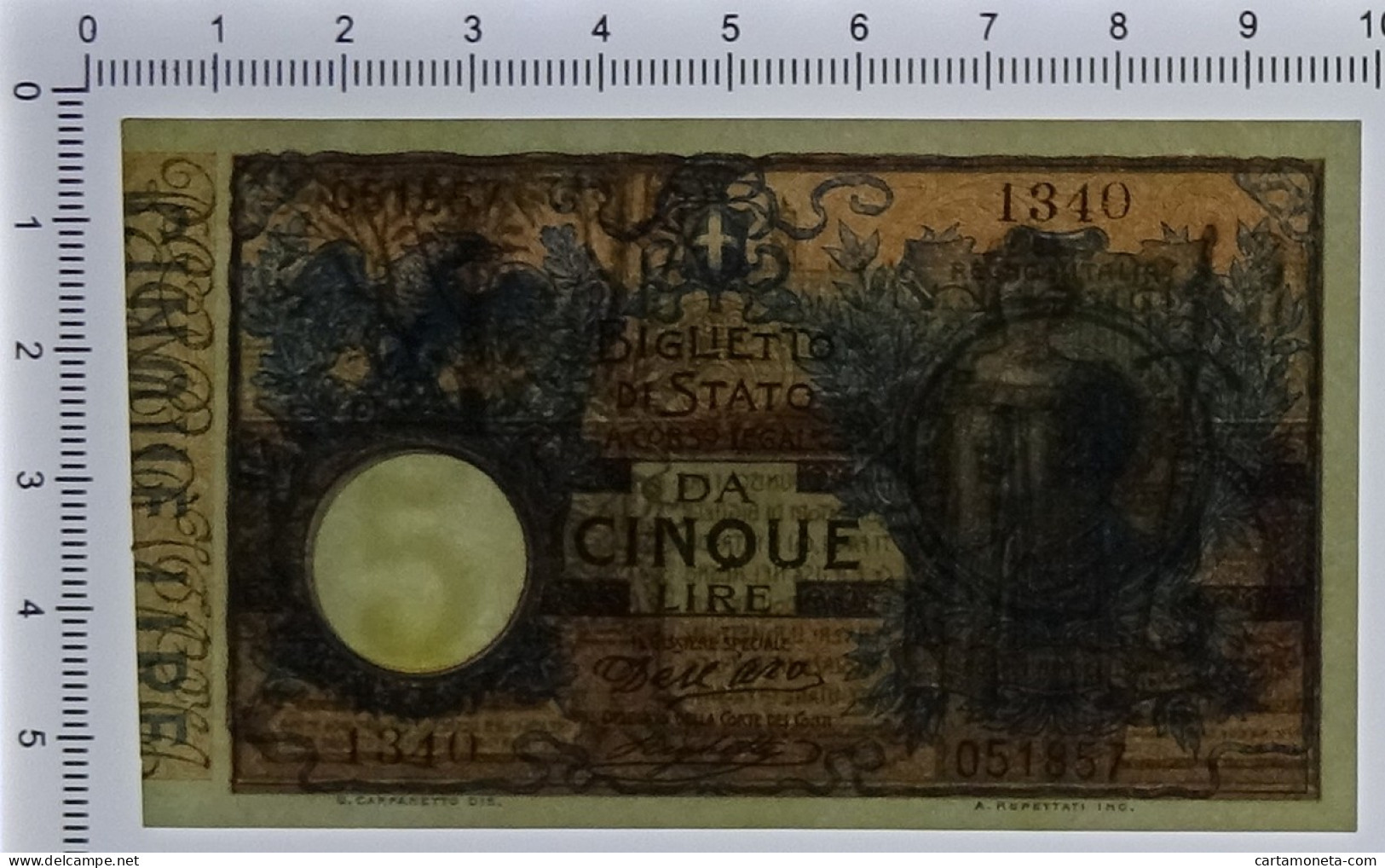 5 LIRE BIGLIETTO DI STATO VITTORIO EMANUELE III FLOREALE 22/01/1914 FDS-/FDS - Otros