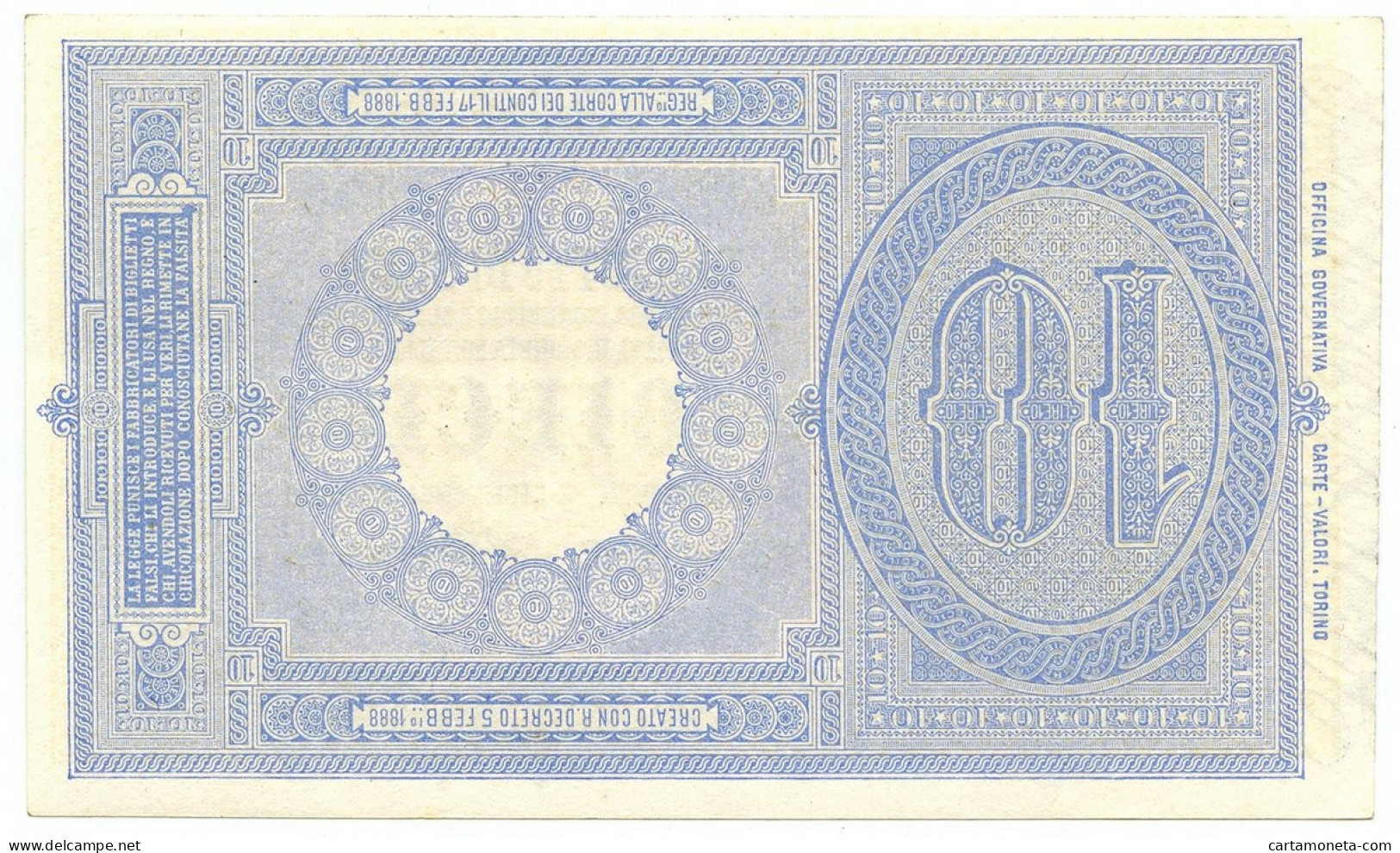 10 LIRE BIGLIETTO DI STATO EFFIGE UMBERTO I 13/01/1911 SUP- - Regno D'Italia – Other