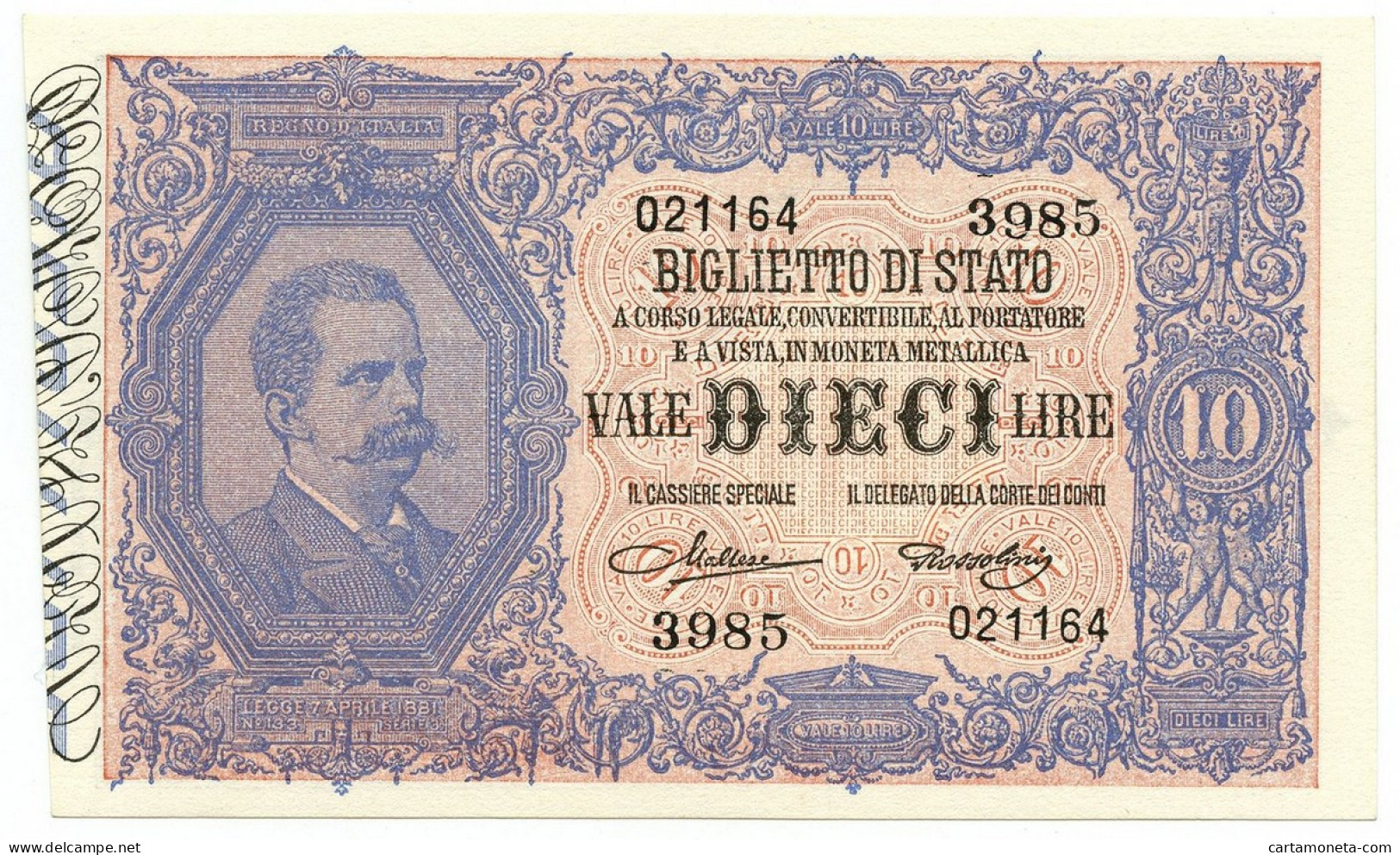 10 LIRE BIGLIETTO DI STATO EFFIGE UMBERTO I 19/05/1923 FDS-/FDS - Regno D'Italia - Altri