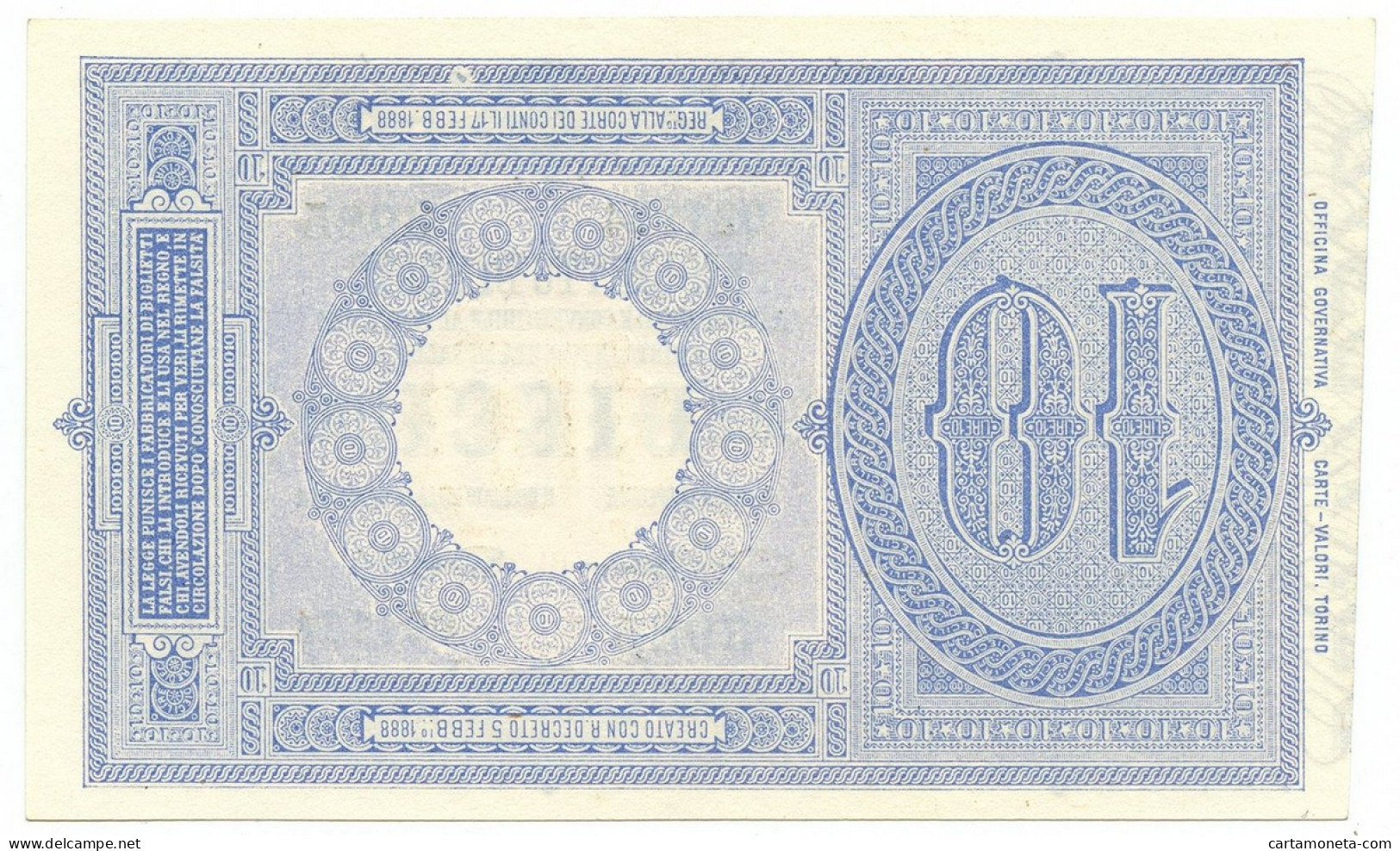 10 LIRE BIGLIETTO DI STATO EFFIGE UMBERTO I 19/05/1923 FDS-/FDS - Regno D'Italia – Other