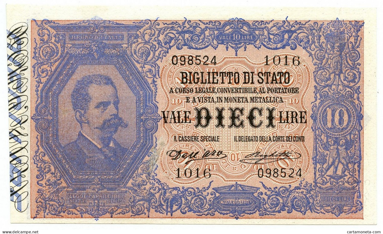 10 LIRE BIGLIETTO DI STATO EFFIGE UMBERTO I 21/09/1902 SUP - Regno D'Italia – Autres