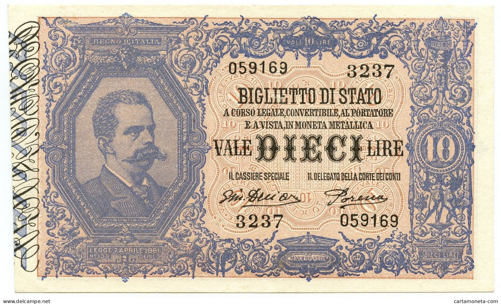 10 LIRE BIGLIETTO DI STATO EFFIGE UMBERTO I 28/12/1917 SUP+ - Regno D'Italia – Other