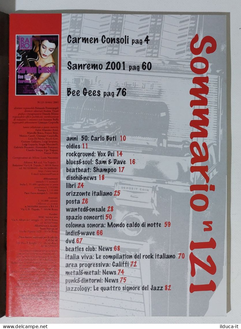 I115657 Rivista 2001 - RARO! N. 121 - Carmen Consoli / Bee Gees / Califfi - Musica