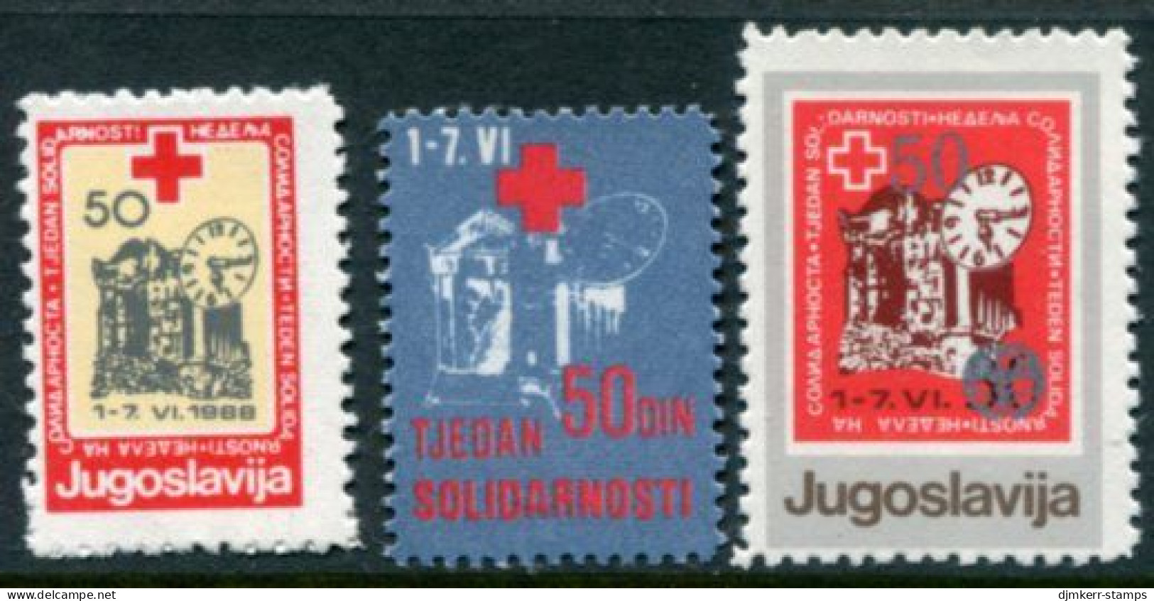 YUGOSLAVIA 1988 Solidarity Week Tax MNH / **.  Michel 155-57 - Wohlfahrtsmarken