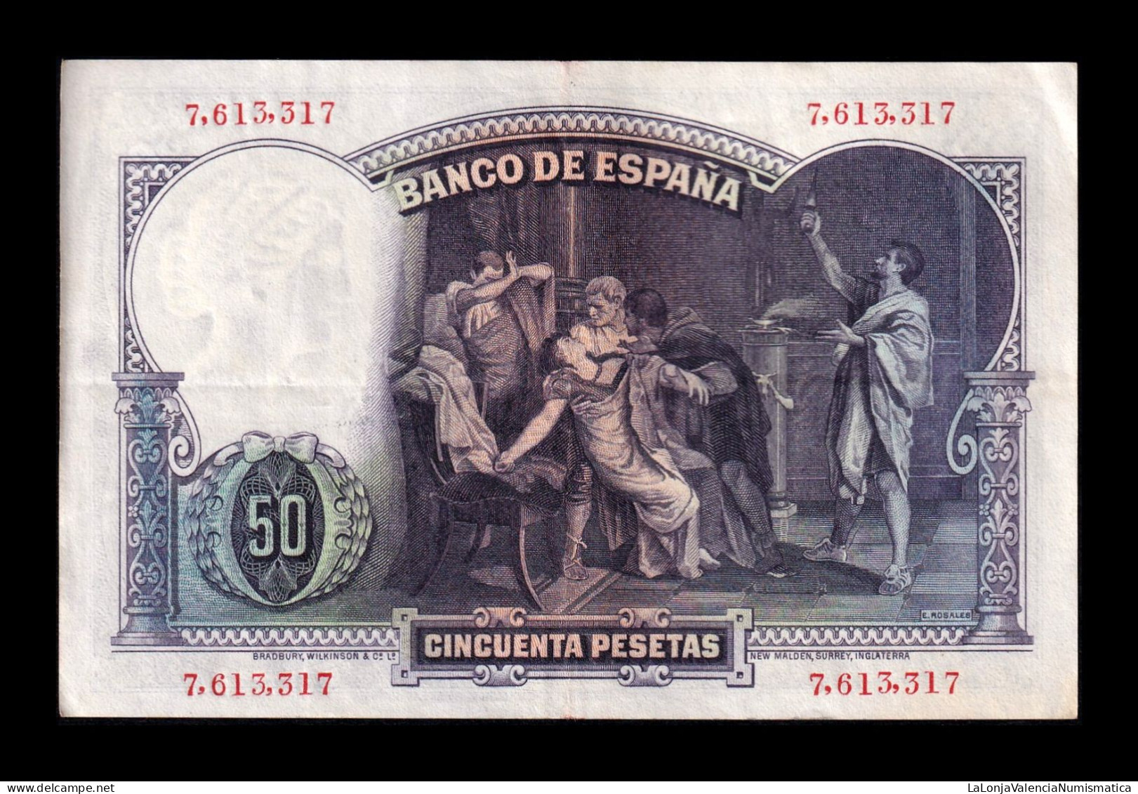 España Spain 50 Pesetas E. Rosales 1931 Pick 82 Mbc/+ Vf/+ - 50 Pesetas