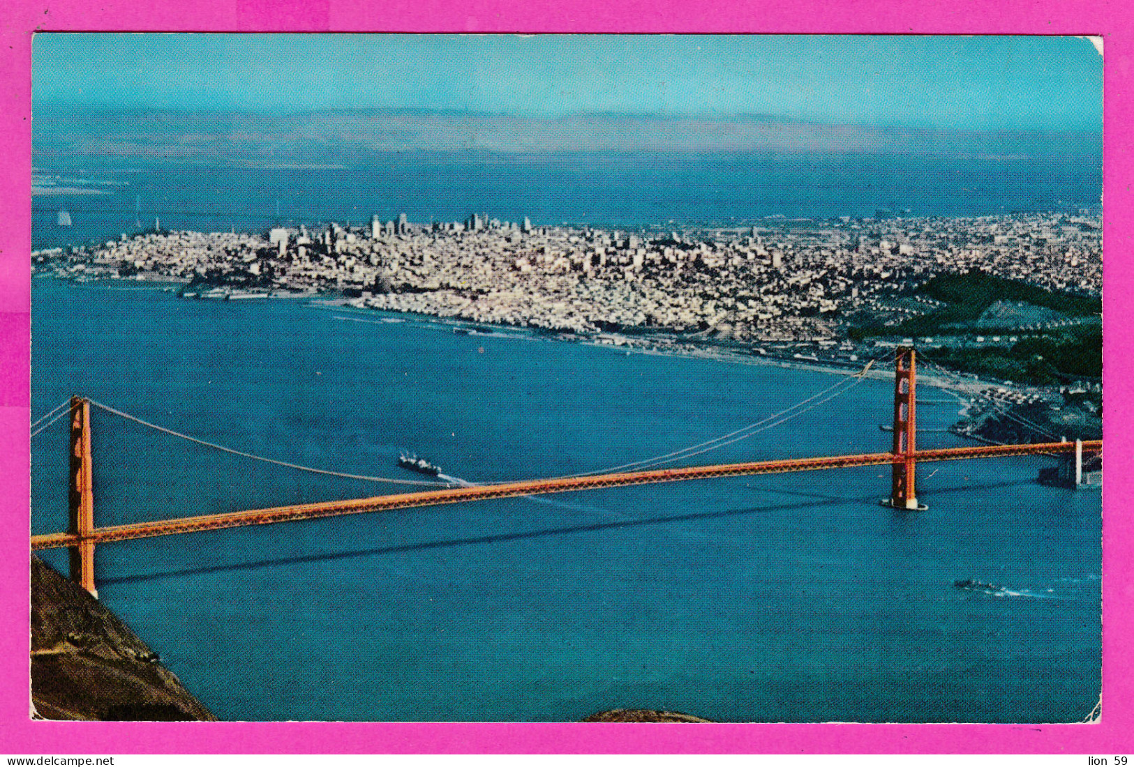 295893 / United States San Francisco Air View Of Golden Gate Bridge PC USED (O) Flamme 1973 -15 C. Statue Of Liberty - San Francisco