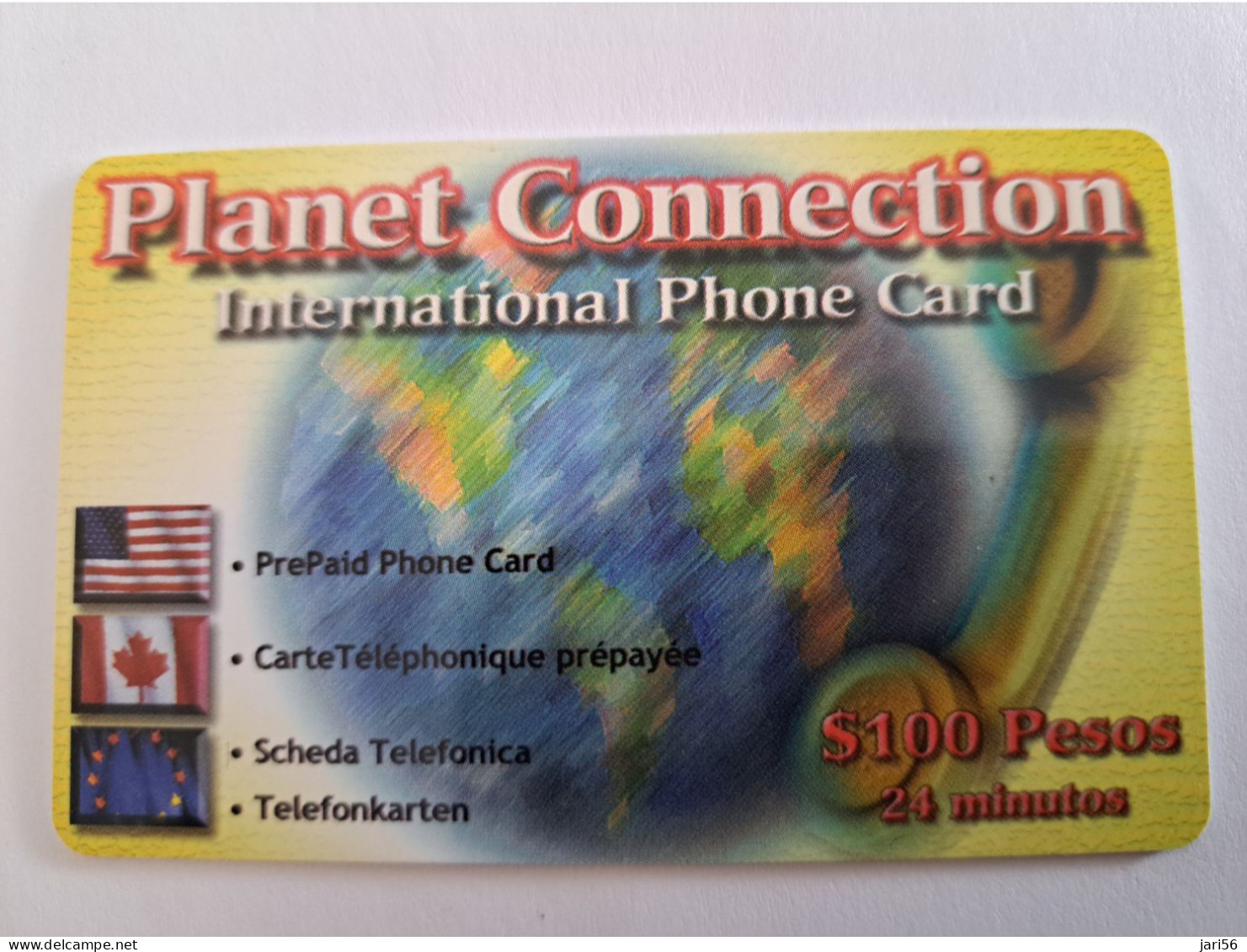 MEXICO $ 100 PESOS   PREPAID WORLD FONE WORLD/ THICK CARD    /  FLAGS      ** 13961** - Mexique