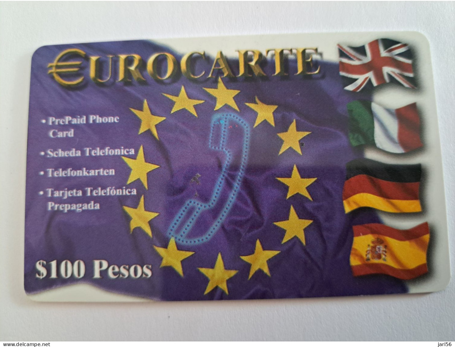 MEXICO $ 100 PESOS   PREPAID WORLD FONE WORLD/ THICK CARD    /  FLAGS      ** 13963** - Mexique