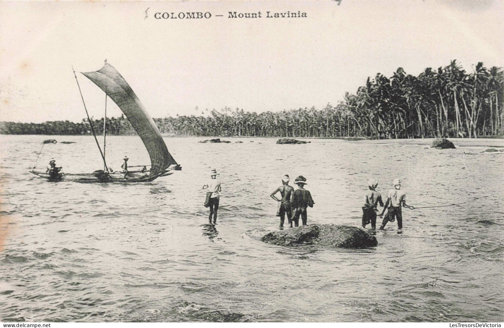 SRI LANKA - Colombo - Mont Lavinia - Pécheurs - Voiliers - Plage - Carte Postale Ancienne - Sri Lanka (Ceylon)