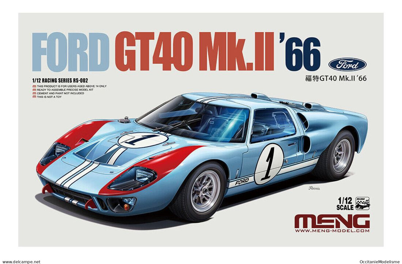 Meng - FORD GT 40 Mk.II 24 Heure Du Mans 1966 Maquette Kit Plastique Réf. RS-002 NBO Neuf 1/12 - Auto's