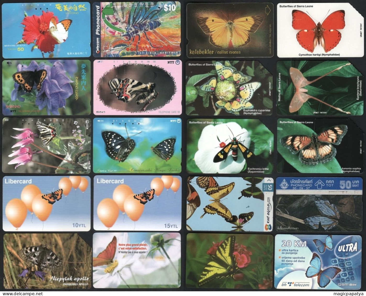 Butterfly Phonecards Lot (20 Pcs) - Butterflies