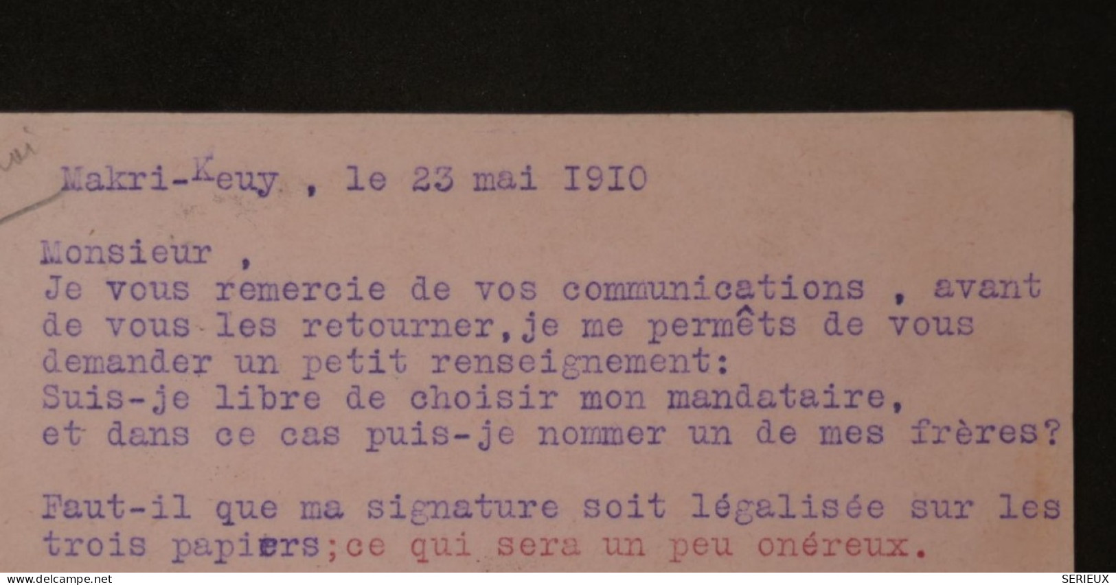 BV15 TURQUIE E. OTTOMAN   BELLE CARTE ENTIER  RARE  1910 MAKRI KEUY A THIZY FRANCE ++AFF. INTERESSANT+++ - Cartas & Documentos