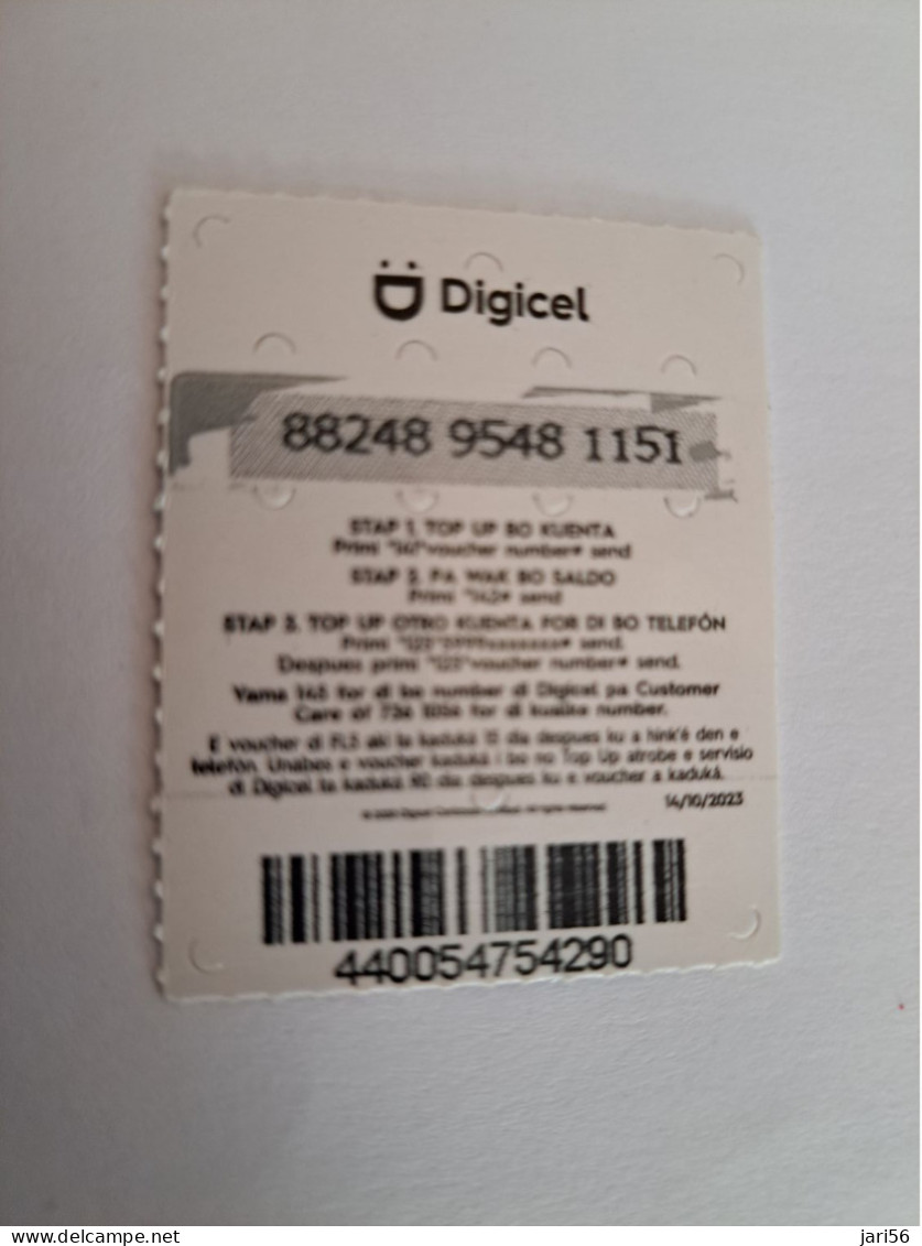 CURACAO PREPAID / DIGICEL -TOP UP FL5,- DATE ; 14/10/2023- USED CARD     **13989 ** - Antillen (Niederländische)