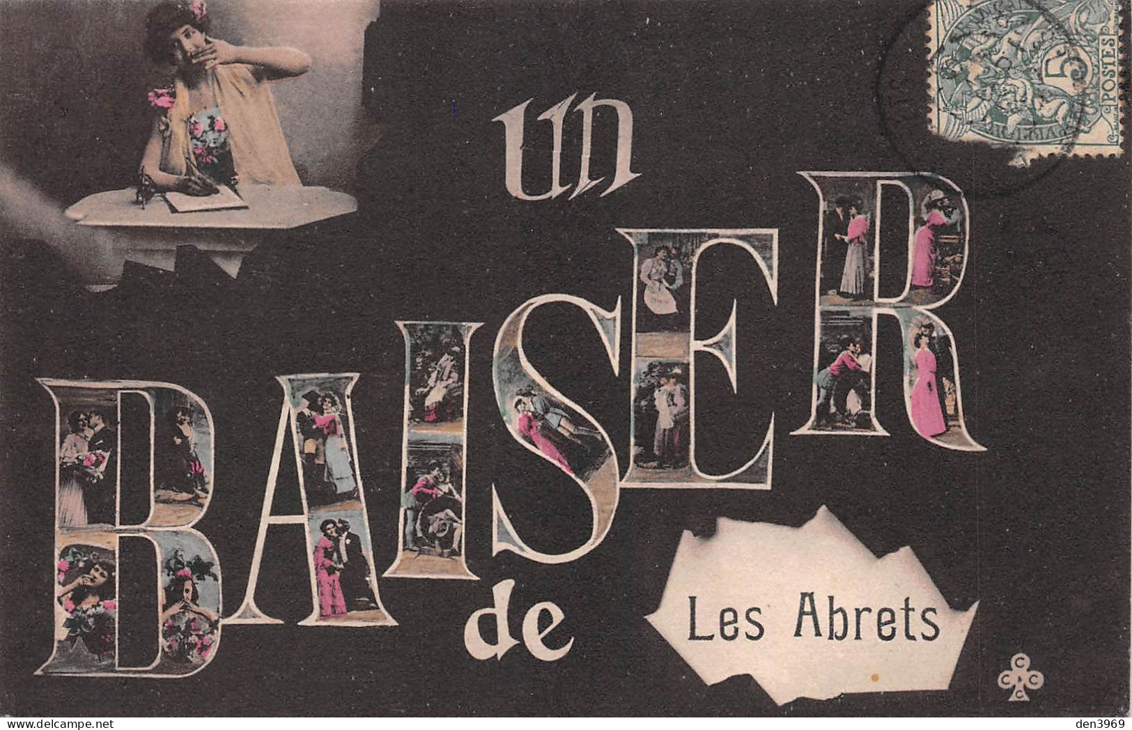 Un Baiser De Les ABRETS (Isère) - Voyagé 190? (2 Scans) Mme Girard, 72 Grande Rue, Caluire Rhône 69 - Les Abrets
