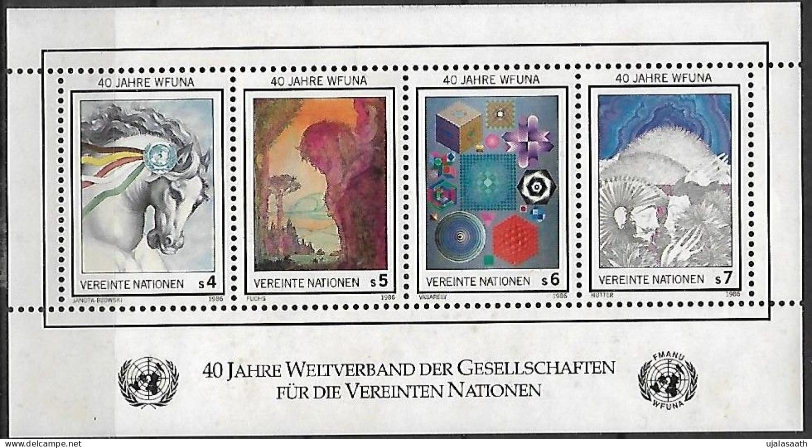 1986-United Nations, 40th Anniv. Of World Federation Of UN Associations, 3 MS With 4 Stamps Each, Full Set-MNH. - Verzamelingen & Reeksen