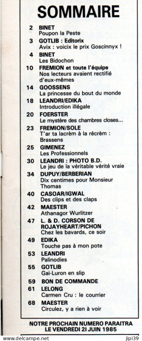 PORT OFFERT : FLUIDE GLACIAL N° 108, Mai 1985 , 68 Pages , Voir Le Sommaire - Fluide Glacial