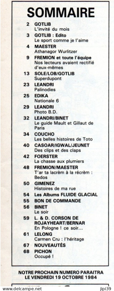 PORT OFFERT : FLUIDE GLACIAL N° 100, Octobre 1984 , 68 Pages , Voir Le Sommaire - Fluide Glacial