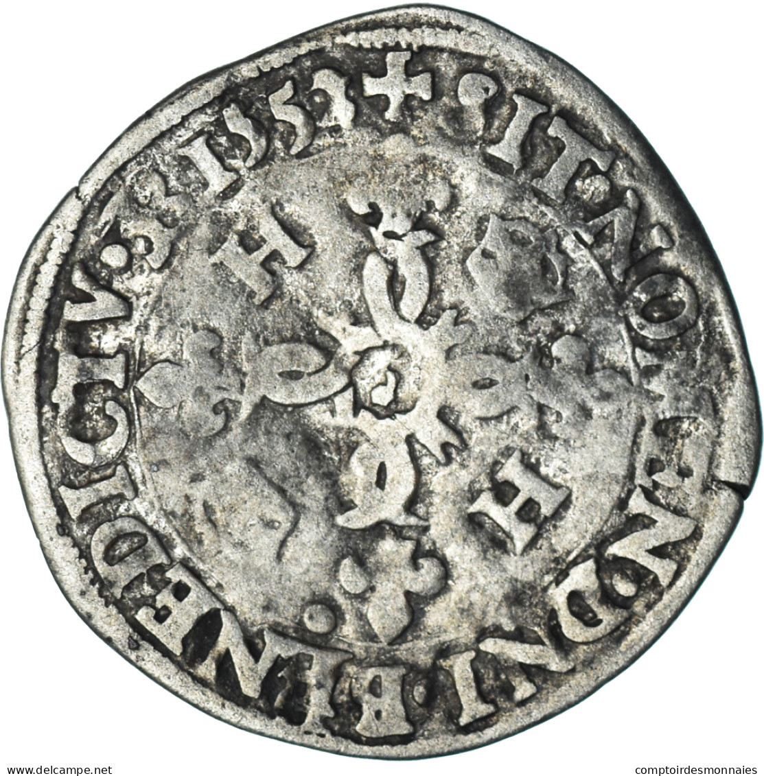 Monnaie, France, Henri II, Douzain Aux Croissants, 1552, Dijon, TB+, Billon - 1547-1559 Henry II