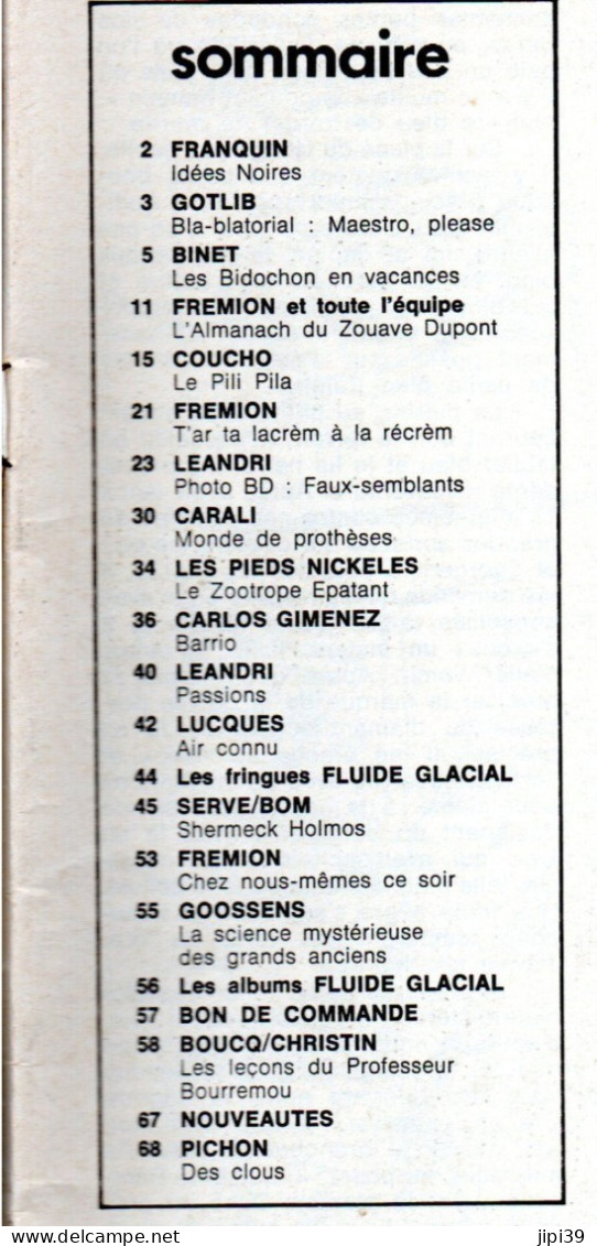 PORT OFFERT : FLUIDE GLACIAL N°49, Juillet 1980 , 68 Pages , Voir Le Sommaire - Fluide Glacial