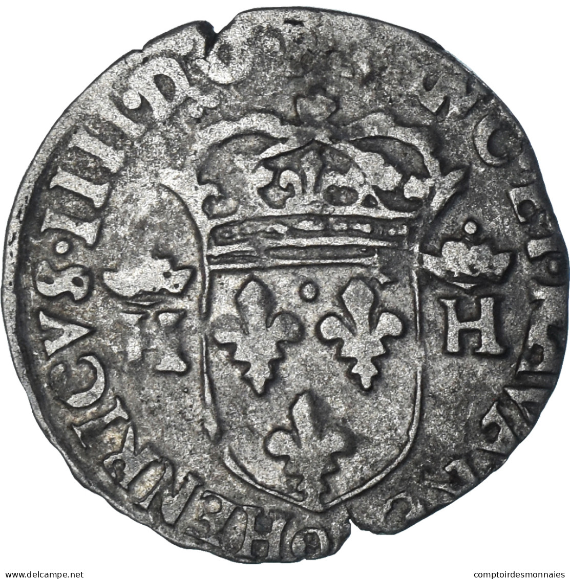 Monnaie, France, Henri IV, Douzain Aux Deux H, 1593, Clermont-Ferrand, 5th Type - 1589-1610 Enrique IV