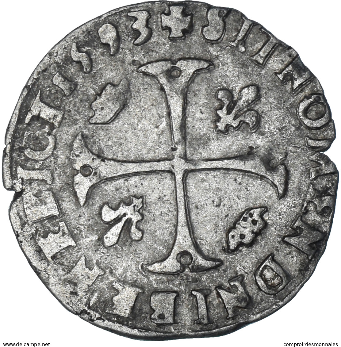 Monnaie, France, Henri IV, Douzain Aux Deux H, 1593, Clermont-Ferrand, 5th Type - 1589-1610 Heinrich IV.