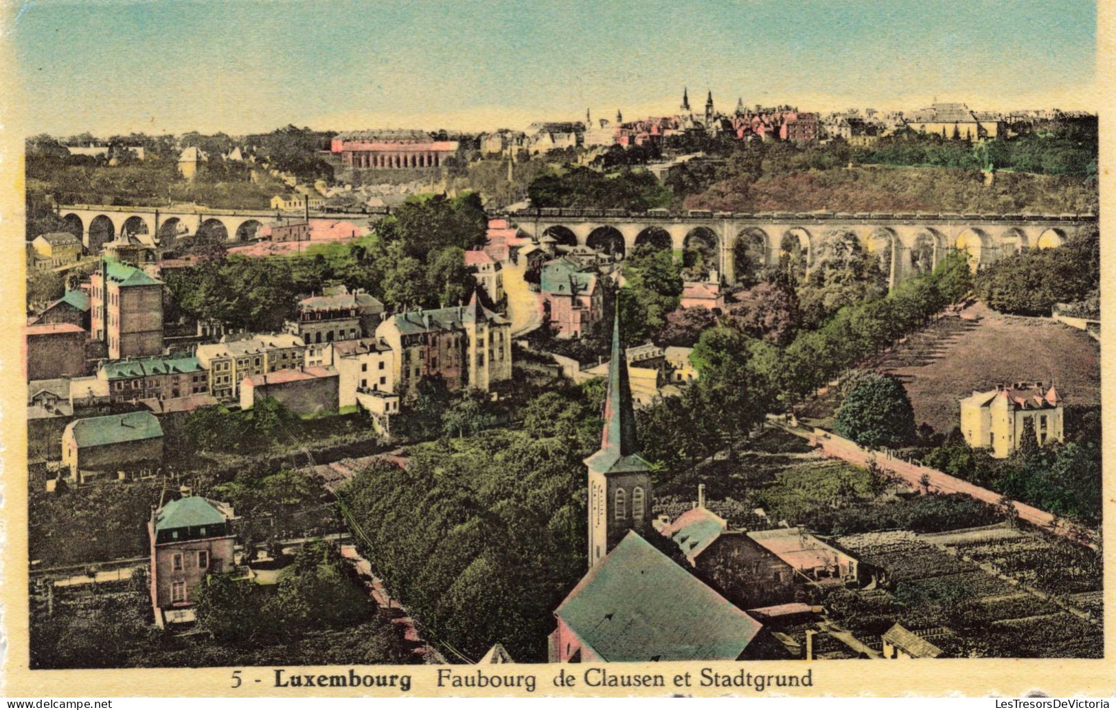 Luxembourg - Faubourg De Clausen Et Stadtgrund - Vue - Ville - Colorisé -  Animé - Carte Postale Ancienne - Luxemburg - Stadt