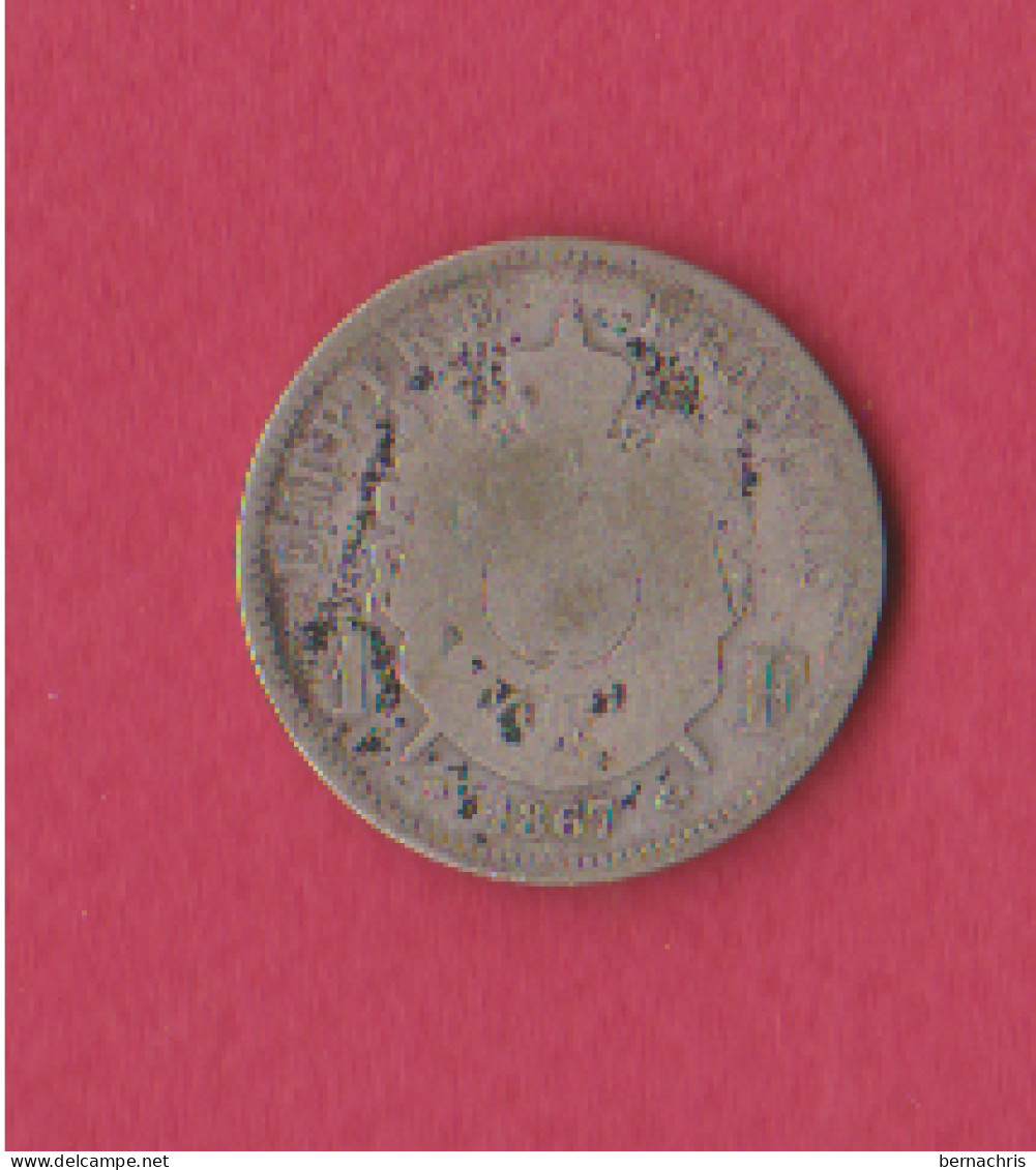 1 F 1867 BB Napoléon III, Tête Laurée En Argent - 1 Franc