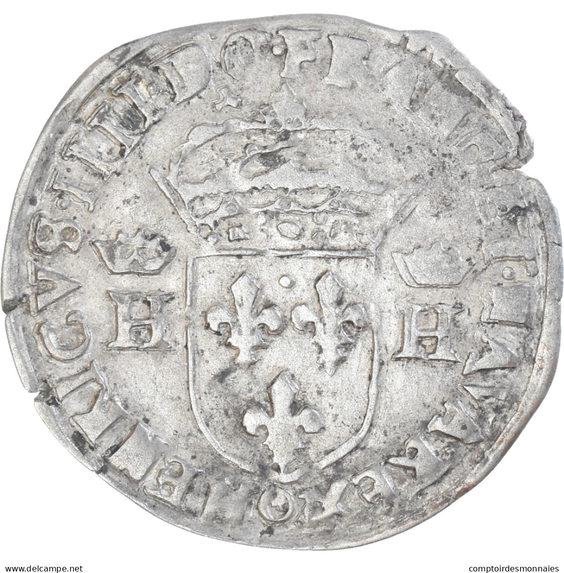 Monnaie, France, Henri IV, Douzain Aux Deux H, 1593, Clermont-Ferrand, 5th Type - 1589-1610 Heinrich IV.