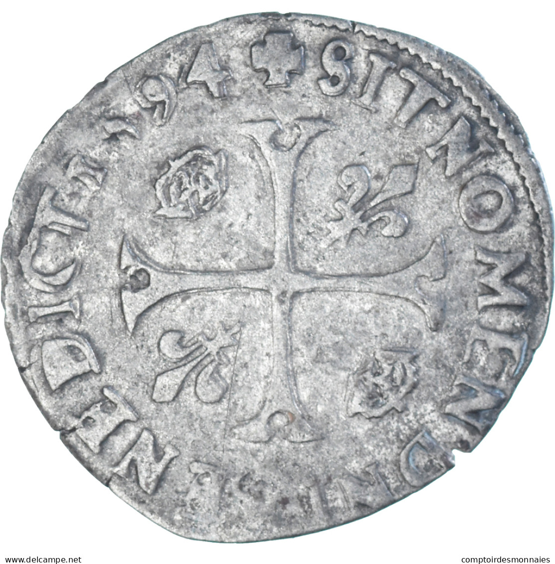 Monnaie, France, Henri IV, Douzain Aux Deux H, 1594, Clermont-Ferrand, 5th Type - 1589-1610 Heinrich IV.