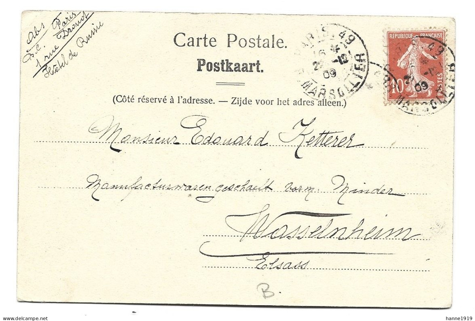 Houyet Le Chateau D' Ardenne Cachet 1909 Houyet Htje - Houyet