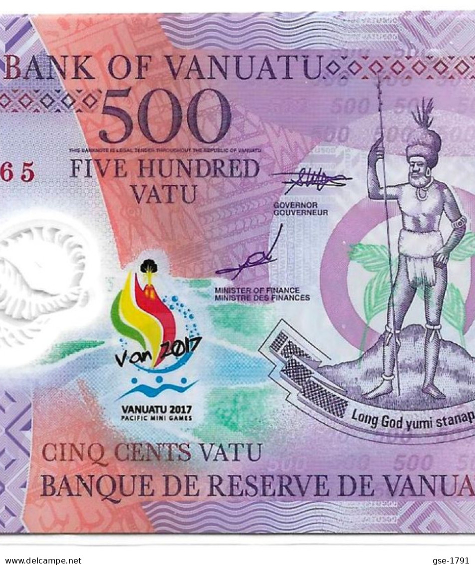 VANUATU  500 Vatu, Surchargé  PACIFIC GAMES  2017  NEUFS - Vanuatu