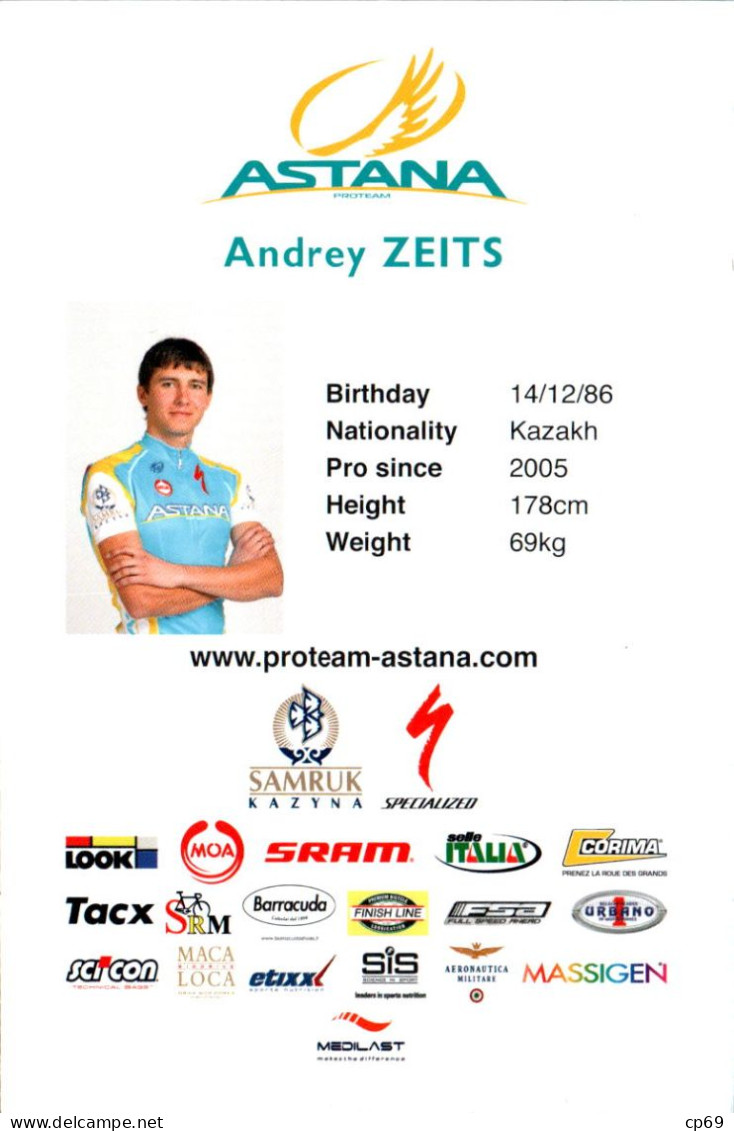 Carte Cyclisme Cycling Ciclismo サイクリング Format Cpm Equipe Cyclisme Pro Team Astana 2011 Andrey Zeits Kazakhstan Sup.E - Cyclisme