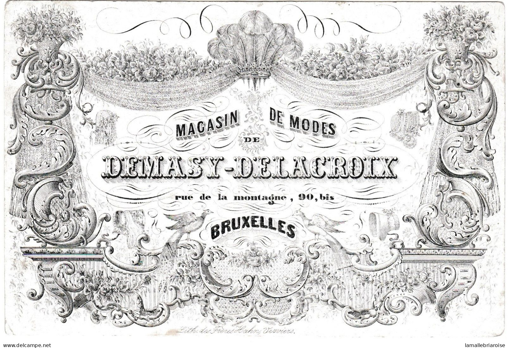 Belgique "Carte Porcelaine" Porseleinkaart, Magasin De Modes, Demasy - Delacroix, Bruxelles, Dim:133 X 90mm - Cartoline Porcellana